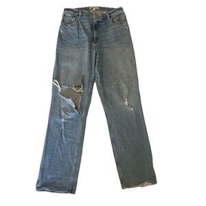 Abercrombie & Fitch Curve Love 90s Straight Ultra High Rise Jeans 31/12L Dstrsed